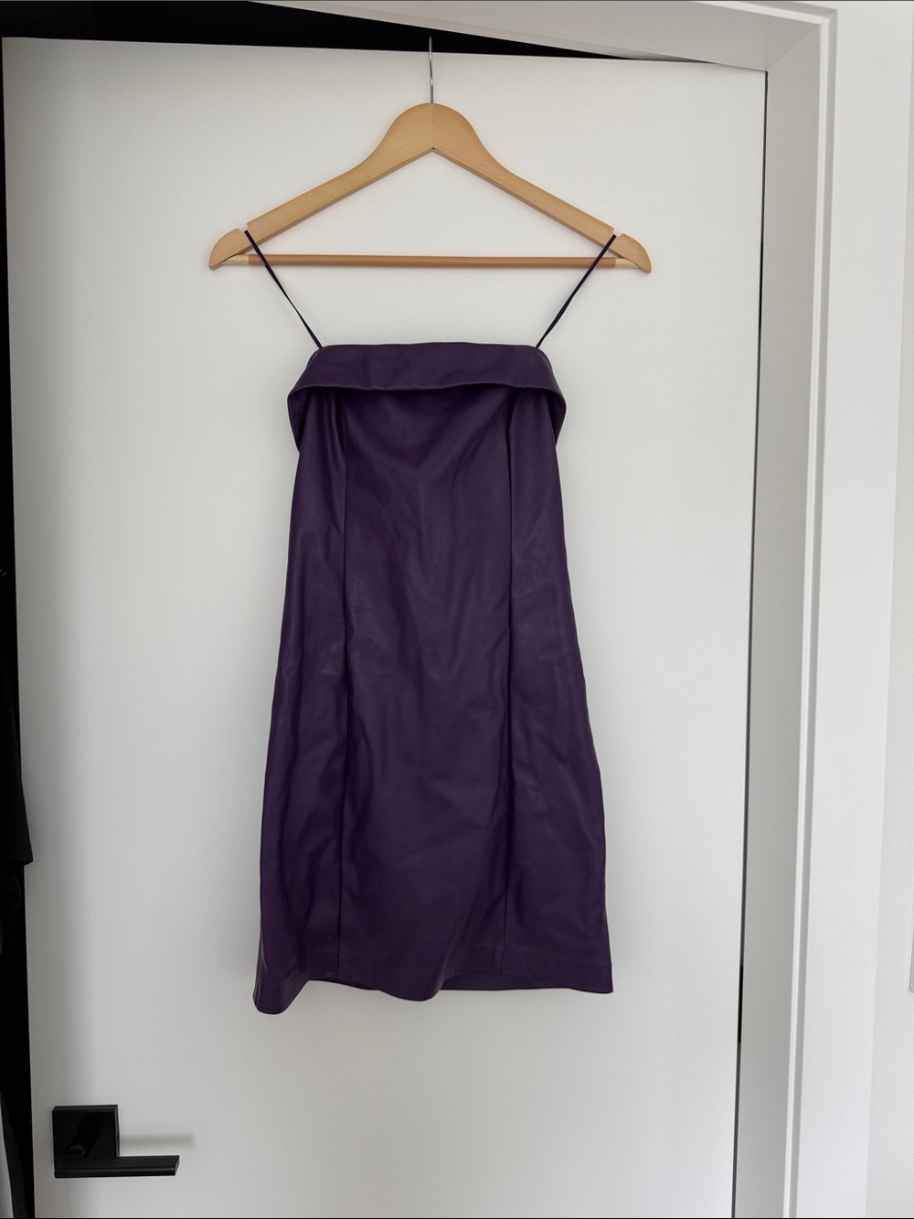 Dynamite Strapless Purple Faux-Leather Dress